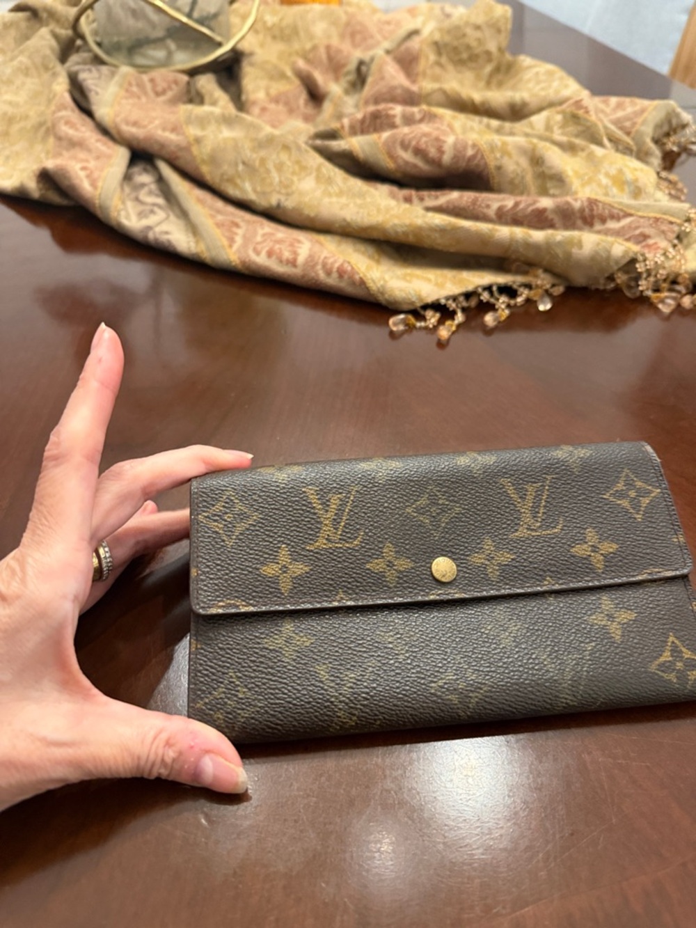Louis Vuitton Monogram Canvas Long Wallet - Brown/Gold Accents
